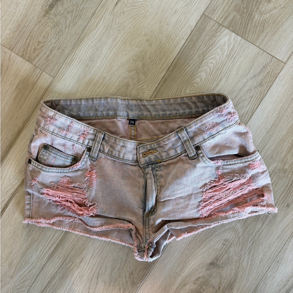 Carmar Pink Distressed Denim Shorts - Size 28